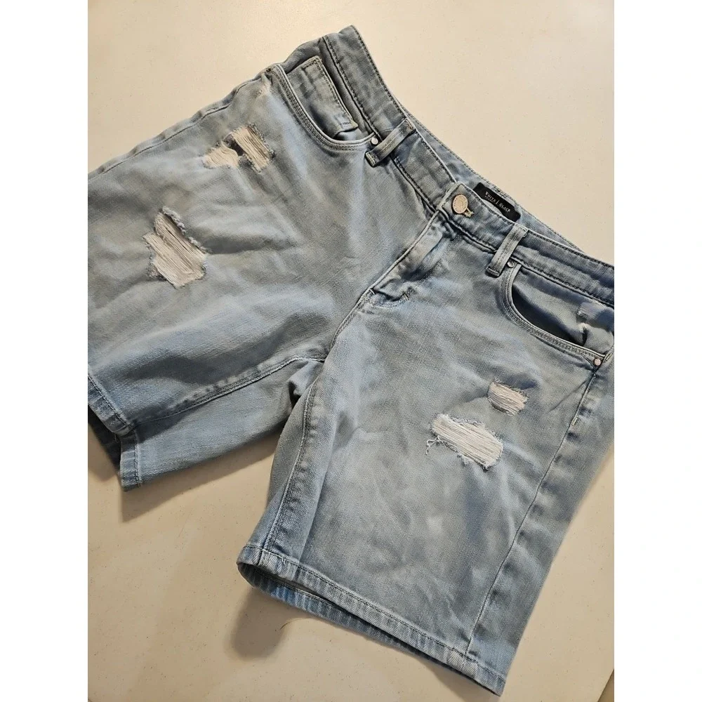 White House Black Market Girlfriend Jean Shorts Womens Size 8 Distressed (A1229)